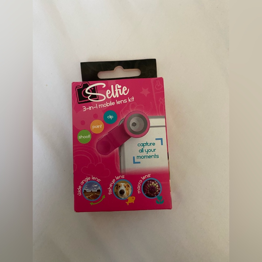 Selfie Pink 3-in-1 Mobile Lens Kit~Most Smart Phones & Tablets NIB